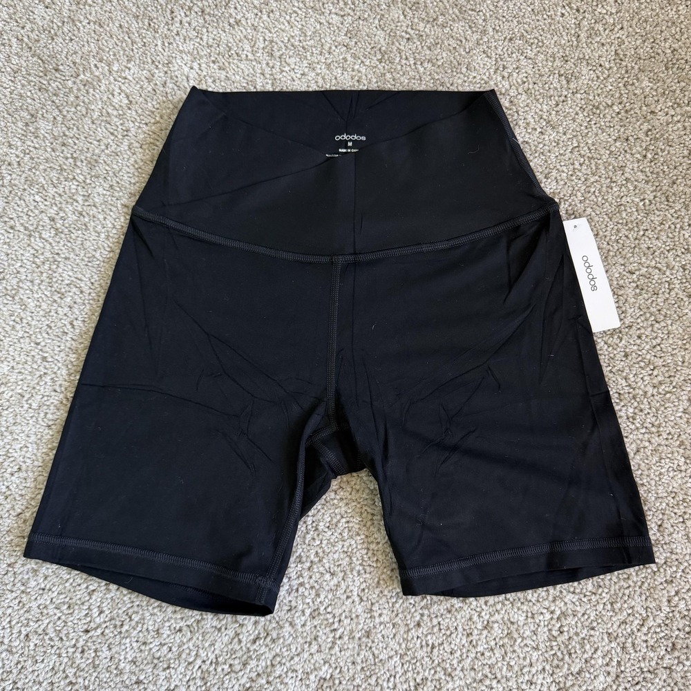ODODOS Bike Shorts Womens M Black High Rise 8.5" Inseam Yoga Athletic Stretch